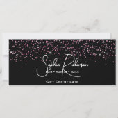 Black & Faux Pink Glitter Gift Certificate Card 招待状 (正面)