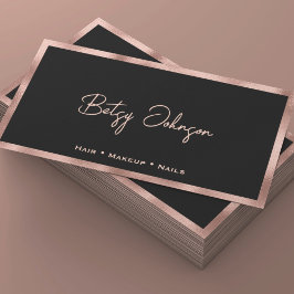Black & Faux Rose Gold Foil Business Card 名刺