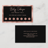 Black & Faux Rose Gold Foil Flat Loyalty Card ロイヤリティカード (正面/裏面)