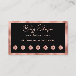 Black & Faux Rose Gold Foil Flat Loyalty Card ロイヤリティカード