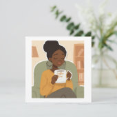 Black Female Drinking Coffee サンキューカード (スタンド正面)