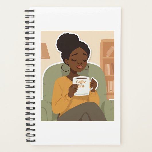 Black Female Drinking Coffee プランナー手帳 (正面)