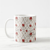 Black Female Roses Wreath Faux Wood Floral Love コーヒーマグカップ (左)