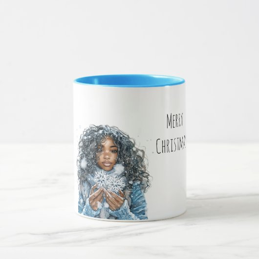 Black Female Snowflake Christmas マグカップ (中央)