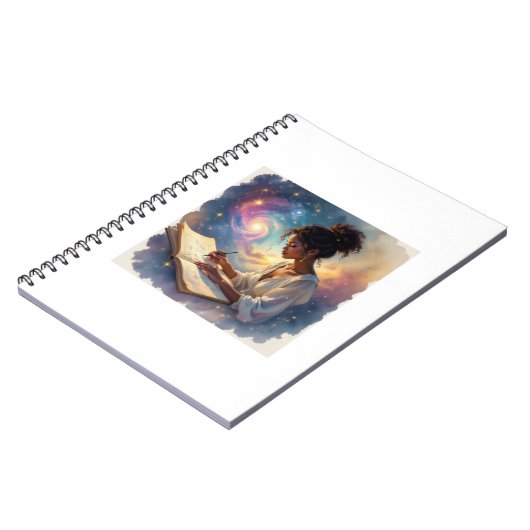 Black Female Writing in a Journal ノートブック (左側)