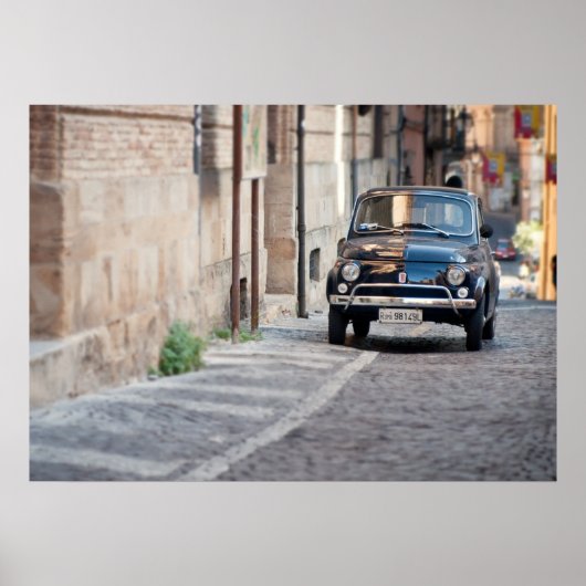 Black Fiat 500, Cinquecento, in Italy ポスター (正面)