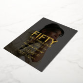 Black Fifty and Fabulous 50th Birthday Photo 箔招待状 (回転した状態)