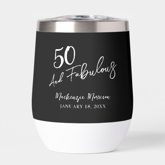 Black Fifty and Fabulous Script Birthday Party (正面)