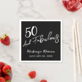 Black Fifty and Fabulous Script Birthday Party スタンダードカクテルナプキン (インサイチュ)