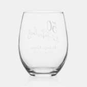 Black Fifty and Fabulous Script Birthday Party ステムなしワイングラス (裏面)