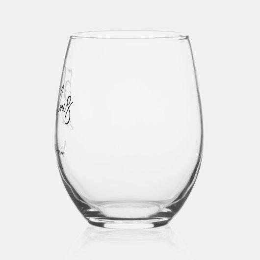 Black Fifty and Fabulous Script Birthday Party ステムなしワイングラス (左)