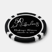 Black Fifty and Fabulous Script Birthday Party ポーカーチップ (シングル)