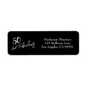 Black Fifty and Fabulous Script Birthday Party ラベル (正面)