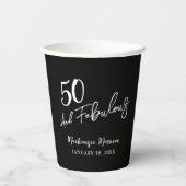 Black Fifty and Fabulous Script Birthday Party 紙コップ (裏面)