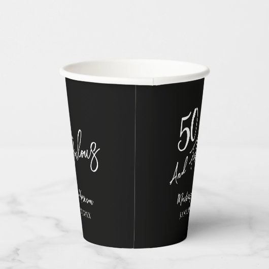 Black Fifty and Fabulous Script Birthday Party 紙コップ (右)