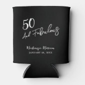 Black Fifty and Fabulous Script Birthday Party 缶クーラー (正面)