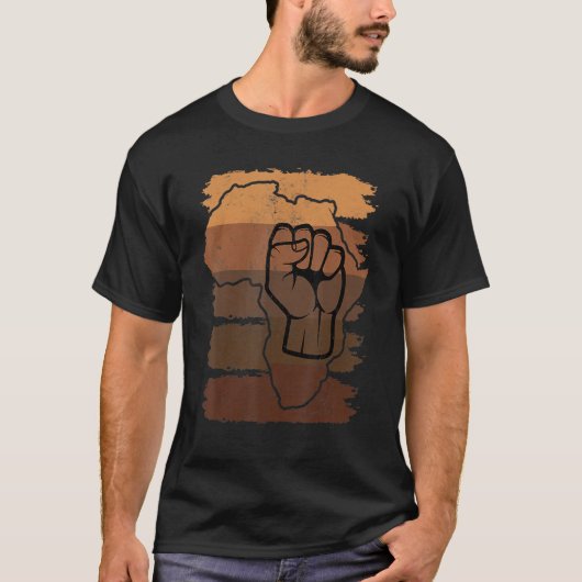 Black Fist Shirt African American Pride Black Hist Tシャツ (正面)