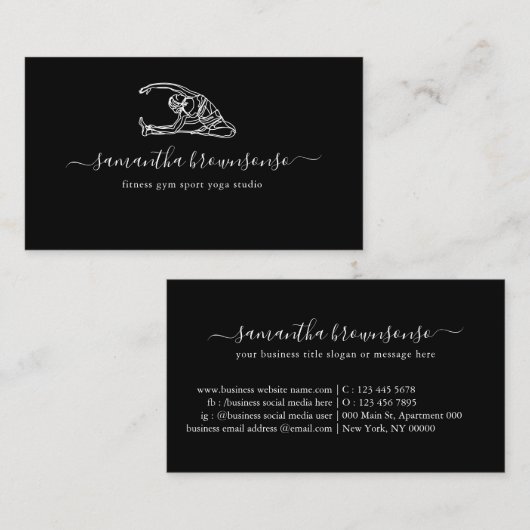 Black Fitness gym sport yoga studio 名刺 (正面/裏面)