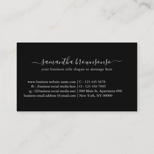 Black Fitness gym sport yoga studio 名刺 (裏面)