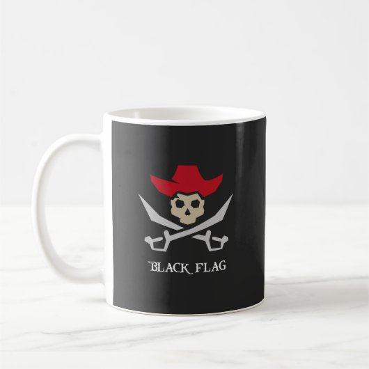 Black Flag Pirate Skull コーヒーマグカップ (左)