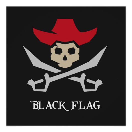 Black Flag Pirate Skull ポスター (正面)
