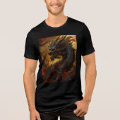 Black Flame Dragon in Autumn Forest トライブレンドＴシャツ (正面)
