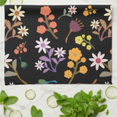 Black Floral  キッチンタオル (折り畳み)