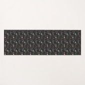 Black Floral Botanical Flowers Pattern Yogamat ヨガマット (正面(横))