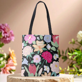 Black Floral Chic Trendy unique トートバッグ