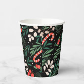 Black floral christmas  紙コップ (左)
