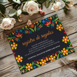 Black Floral Colorful Botanical Spanish Wedding エンクロージャーカード
