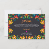 Black Floral Colorful Botanical Spanish Wedding サンキューカード (正面)