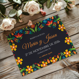 Black Floral Colorful Botanical Spanish Wedding セーブザデート