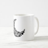 Black Floral Crescent Moon – Minimalist Boho Moon  コーヒーマグカップ (正面右)