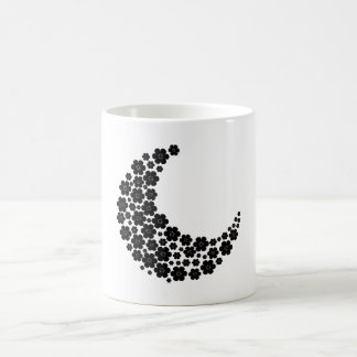 Black Floral Crescent Moon – Minimalist Boho Moon  コーヒーマグカップ
