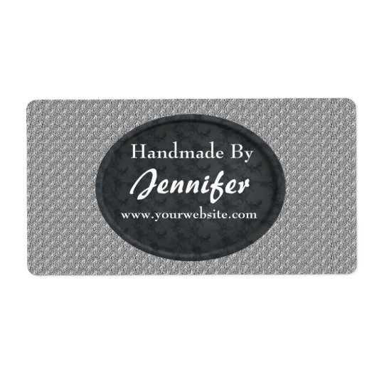 Black Floral Design Personalized Handmade By ラベル (正面)