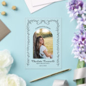 Black Floral Elegant Frame Photo Graduation  アクリル招待状 (インサイチュ (ウェディング))