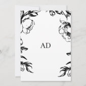 Black floral elegant wedding 招待状 (裏面)