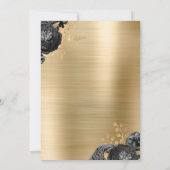 Black Floral Gold Glam Wedding Save the Date 招待状 (裏面)