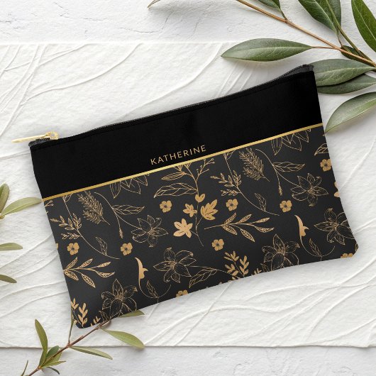 Black Floral Grace Maid of honor Accessory Pouch アクセサリーポーチ