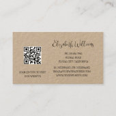 Black Floral Line Art Botanical QR-Code 名刺 (裏面)