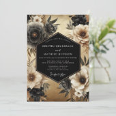 Black Floral Opulence Wedding 招待状 (スタンド正面)