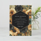 Black Floral Opulent Wedding 招待状 (スタンド正面)