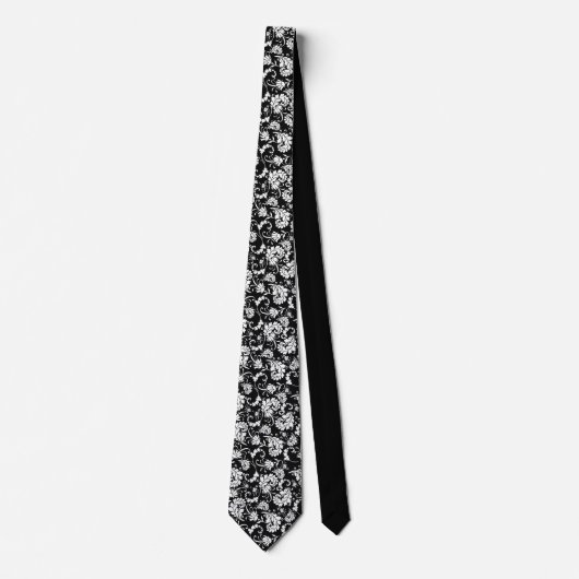 Black Floral Pattern Custom Necktie ネクタイ (正面)