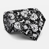Black Floral Pattern Custom Necktie ネクタイ (ロール)