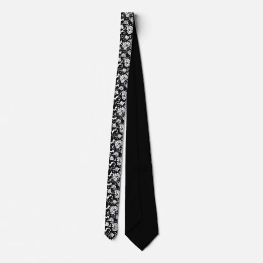 Black Floral Pattern Custom Necktie ネクタイ (裏面)