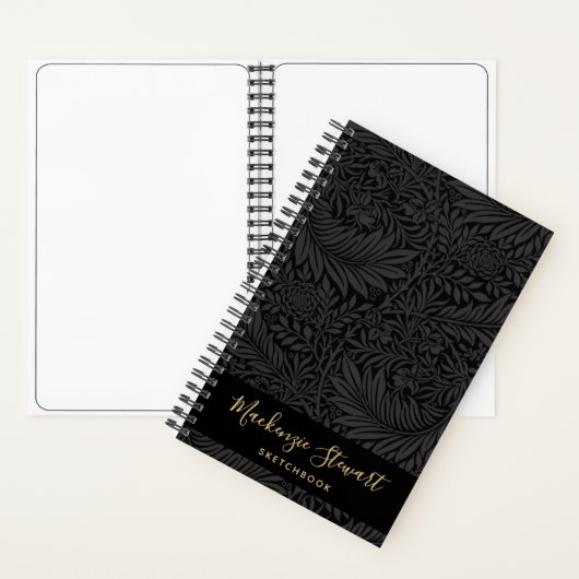 Black Floral Pattern Sketchbook ノートブック (内側)