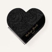 Black Floral Pattern Sketchbook ノートブック (正面)