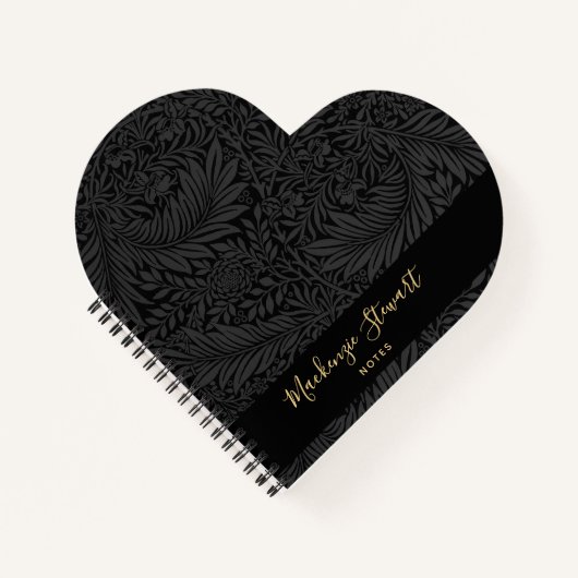 Black Floral Pattern Sketchbook ノートブック (正面)