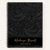 Black Floral Pattern Sketchbook ノートブック (正面)